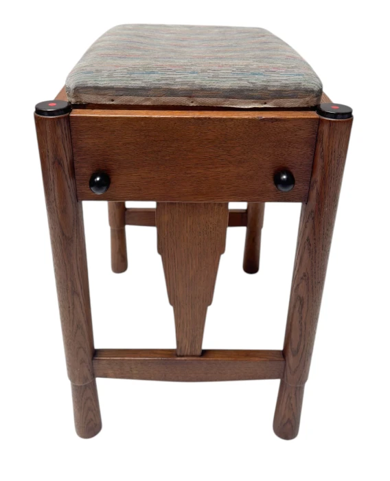 Art Deco Amsterdamse School Stool with Adjustable Seat, 1920s